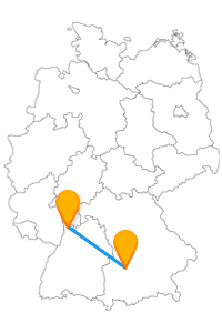 Die Reise mit dem Fernbus von Augsburg nach Mannheim verbindet zwei Verkehrsknotenpunkte Deutschlands miteinander.