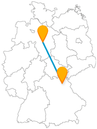 Die Fahrt mit dem Fernbus von Bayreuth nach Hannover führt über mehrere Bundesländergrenzen hinweg.