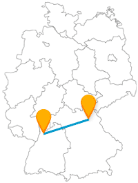 Die Busfahrt mit dem Fernbus von Bayreuth nach Heidelberg bleibt in Süddeutschland.