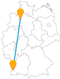 Mit dem Fernbus zwischen Bremen und Freiburg kommen Sie vielleicht auf eine märchenhafte Straße oder auf viele kleine Wege.