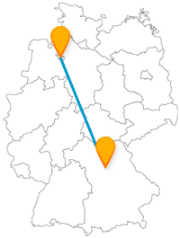 Die Fahrt mit dem Fernbus zwischen Bremen und Nürnberg ist eine Reise in die Neuzeit und das Spätmittelalter. 