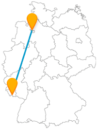 Eine Busreise mit dem Fernbus von Bremen nach Saarbrücken verbindet einen Stadtstaat mit einer Landeshauptstadt.