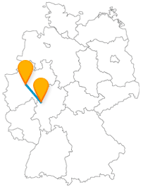 Die Fernbusfahrt zwischen Dortmund und Marburg ist eine zwischen Mittel- und Industriezeitalter.
