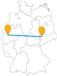 Mit einer Fahrt im Fernbus zwischen Düsseldorf und Leipzig verbinden Sie gut Ost und West Deutschlands.