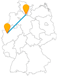 Die Reise mit dem Fernbus von Duisburg nach Hamburg verbindet verschiedene Hafenidyllen.