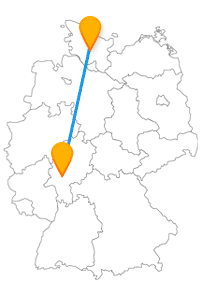 Sie sind mit dem Fernbus von Frankfurt nach Neumünster unterwegs, weil Sie in den Klappergassen Frankfurts wandeln oder den Feierlichkeiten der Holstenköste teilnehmen möchten.