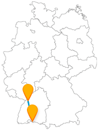 Verbinden Sie mit dem Fernbus zwischen Karlsruhe und Konstanz zwei beliebte Universitätsstädte.