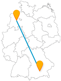 Vergleichen Sie auf Ihrer Fernbusreise von München nach Oldenburg einmal die Pferdestärke des Busses mit der von Oldenburg.